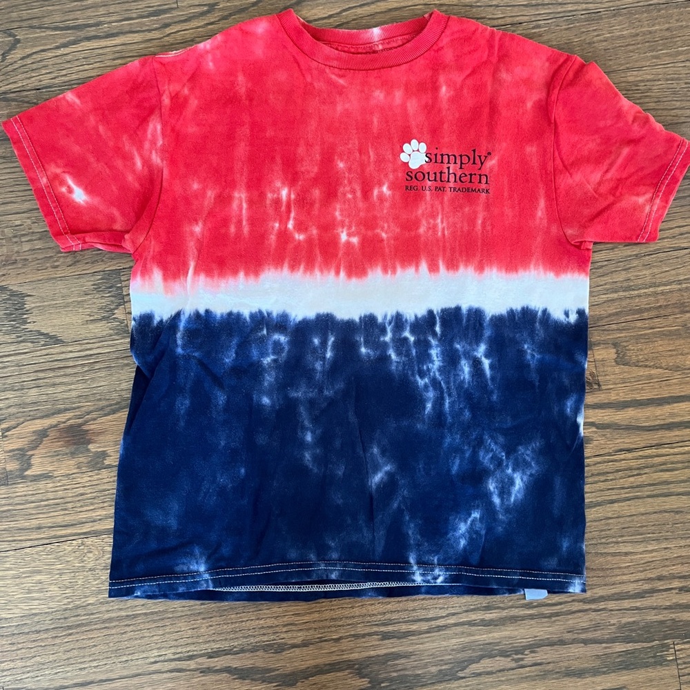 Simply Southern Kids Tie-Dye T-Shirt - Red and Blue